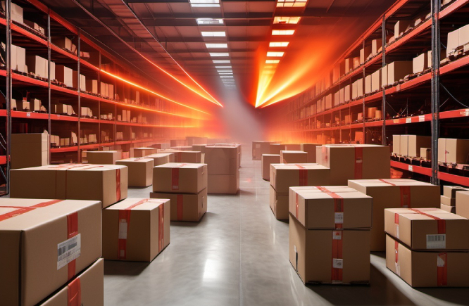 Yangın Beam Dedektörü kurulumu yapılan geniş bir tesisin görüntüsü.